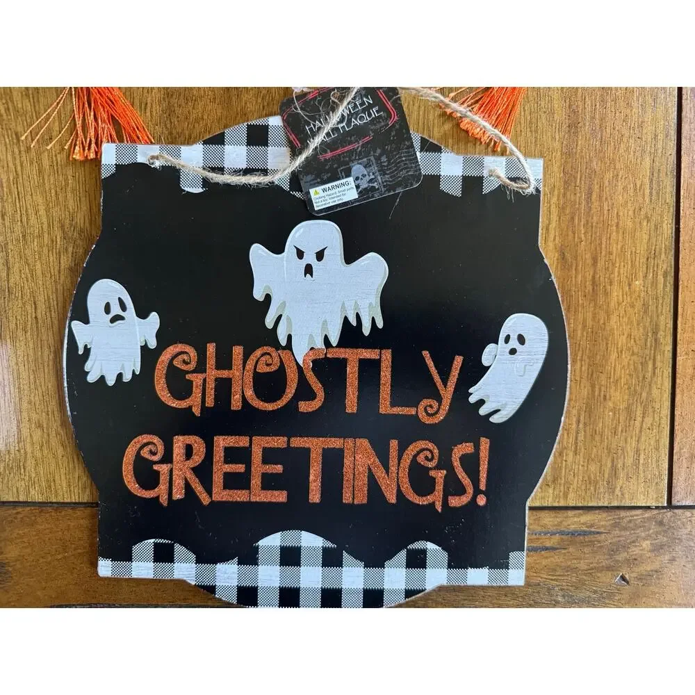 NWT Halloween Decor Lot Ghost Pumpkin Bone Appetit Towel Yard Sign Fall Decor